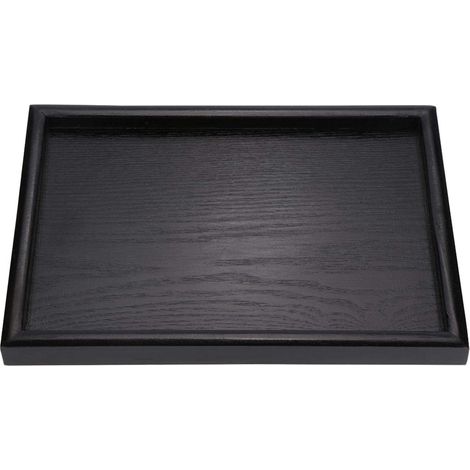 Plateau Noir de Service, Grand Plateau Rectangulaire en Bois, Plateau de Petit Déjeuner, Assiette Plateaux de Restaurant 30  20  2cm (1/5)