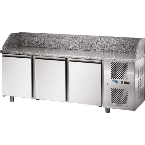 Table à pizza GN 1/1 - Dessus granit - Prof. 750 - 3 portes - 315 L - Sofraca (1/2)