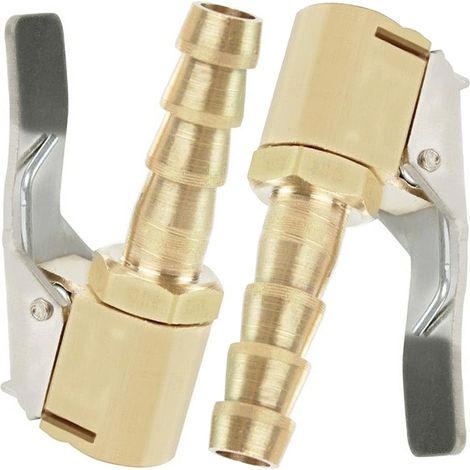 BRAVIX 2 Pièces Embout de Gonflage,Embout Gonflage Pneu Voiture,Embout Gonfleur avec Clip,Gonflage Valve Clip Pince Connecteur Adaptateur,pour Valves de Pneu,en Laiton,8mm