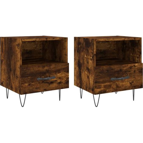 Maison Exclusive - Nachttische 2 Stk. Räuchereiche 40x35x47,5 cm