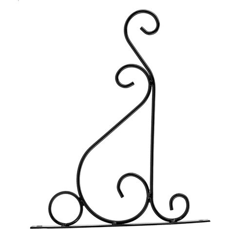Support mural en fer pour plantes, crochet pour fleurs, décoration de jardin et maison, 25 x 21 cm (noir) (1/5)