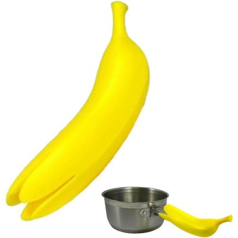 Silikongriff für Gusseisenpfannen hitzebeständiger Topfgriff bananenförmiger Silikon-Pfannengriffüberzug Pfannengriffüberzug Griffüberzüge für (1/5)