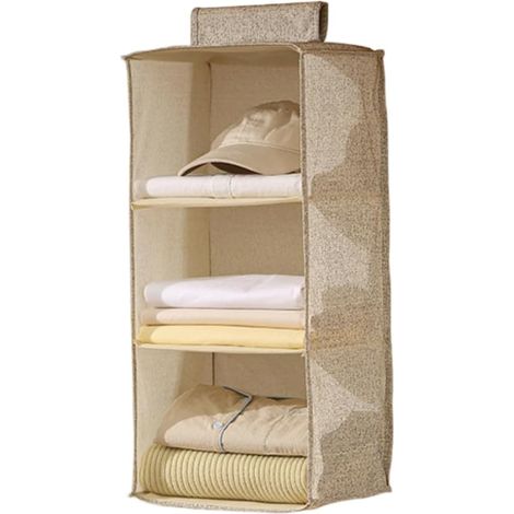 Étagère de penderie à Suspendre, Organisateur de Placard de Rangement Suspendu avec 3 Compartiments, Organisateur Suspendu Pliable et Gain de Place Système de Rangement