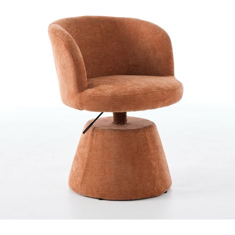 Tabouret de bar pivotant 360° réglable, chaise moderne ronde en chenille pour salle à manger, siège ergonomique d'appoint pour coiffeuse, cuisine et pub, teinte terracotta/orange, vendu à l'unité, DE1 (1/5)