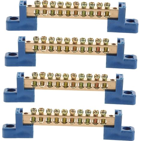 4 pièces Bloc de Distribution Cuivre Bornes Raccordement Bus Bar pour Boîte Distribution Électrique Bateau Véhicule Industriel (1/5)