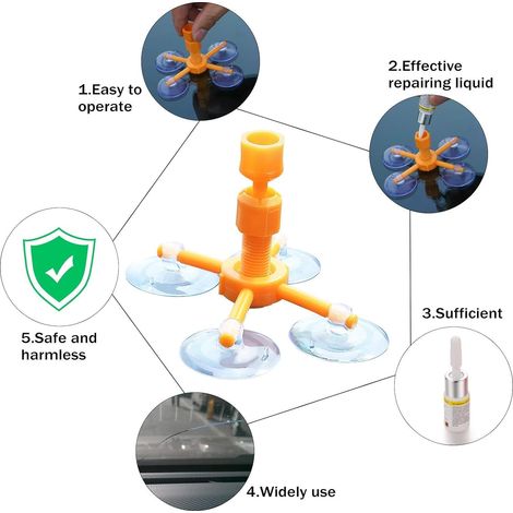 Kit de réparation de pare-brise, kit de réparation de fissures de pare-brise de voiture, utilisé pour réparer les fissures/rayures/impacts/éclats sur le pare-brise de voiture