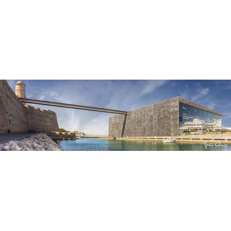 Tableau sur toile Mucem 30x97 cm - Impression sur Toile Murale Décorative - Image imprimée en HD sur Toile - Toile sur Châssis en Bois FSC - Fabriqué en France (1/4)