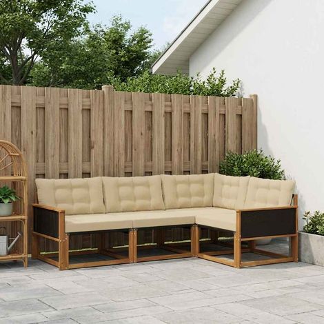 vidaXL Set di divani da esterno con cuscino 4 pcs Naturale e (1/5)