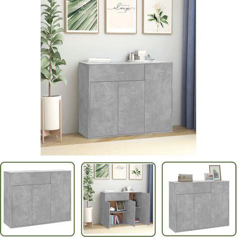 The Living Store Sideboard Betongrau 88x30x70 cm Holzwerkstoff - Sideboard - Holzmöbel - Wohnzimmermöbel - Grau Sideboard - Betongrau Möbel (1/5)