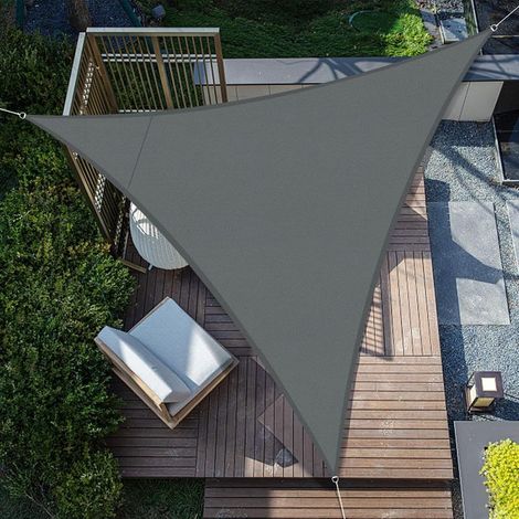 Voile d'ombrage Triangulaire 4x4x4m Imperméable Toile Ombrage UV Protection pour Patio Jardin, Terrasse, Extérieur, Balcon,Gris Anthracite (1/5)