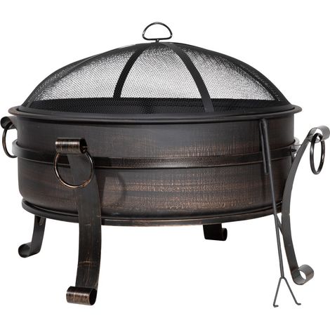 Dellonda DG42 76cm Deluxe 2-in-1 Outdoor Fire Pit & Coffee Table Antique Bronze Effect (1/8)