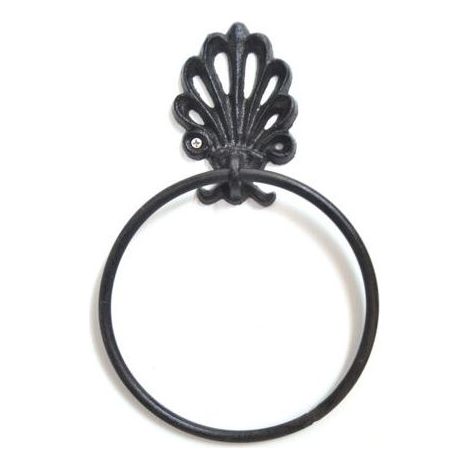 pair 1 anneau porte-serviettes en fer forgé de forme ronde américaine, style vintage, pour cuisine, toilettes et salle de bain (noir) (1/3)