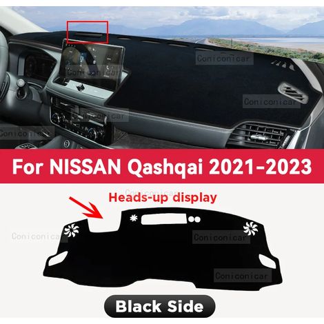 Tapis de protection de tableau de bord (fibre de polyester - côté noir HUD) compatible avec NISSAN QASHQAI 2021, 2022 et 2023. Accessoires auto : pare-soleil, tapis anti-UV pour tableau de bord. (1/5)