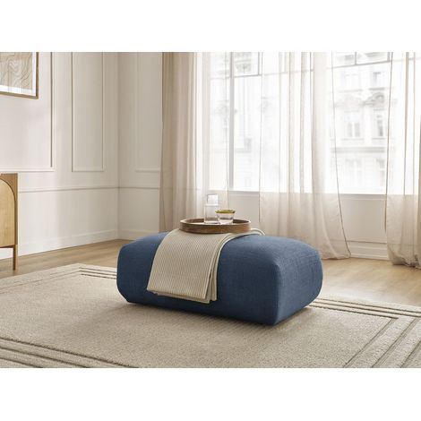 BOBOCHIC - Petit pouf pour canapé modulable SIRIUS tissu texturé Bleu foncé (1/5)