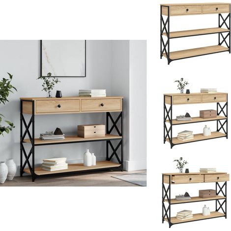 Konsolentisch Sonoma-Eiche 100x28x75 cm Holzwerkstoff - Konsolentisch - Flurtisch - Sideboard - Wohnraummöbel - Eiche Tisch (1/5)