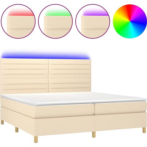 Maison Exclusive - Letto a Molle Materasso e LED bianco 200x200cm in Tessuto (1/5)