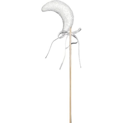 Weihnachtsbaumschmuck Mond auf einem Spieß 26 cm weiß (1/2)