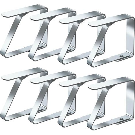 Pinces à Nappe 8 Pièces, Convient à Tables de 1 à 3 cm d'épaisseur, Acier Inoxydable Nappe Clips Anti-Glissant (Petit x 8 Pièces) (1/5)