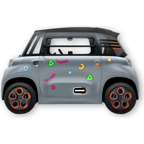 KIT 18 AUTOCOLLANTS DECO "FORME 90S" POUR VOITURE SANS PERMIS ABS