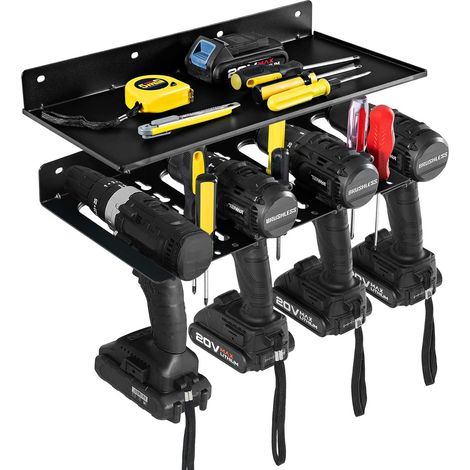Goplus – Étagère murale à outils en métal 2 couches – Acier au carbone antirouille – Charge 23 kg – Dimensions 43 x 21,5 x 5 cm – Pour garage et atelier