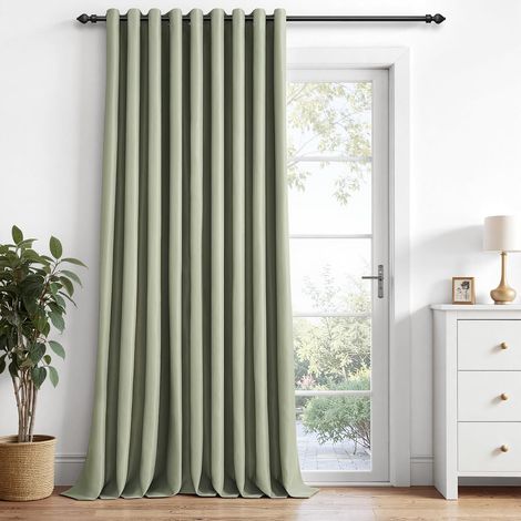 Rideaux Occultant Thermiques Isolants Anti Froid et Chaleur, 300X260 CM, 1 Pièce, Rideau Vert Sauge Opaque Phonique à Oeillets pour Separation de Piece Salon Moderne Chambre (1/5)