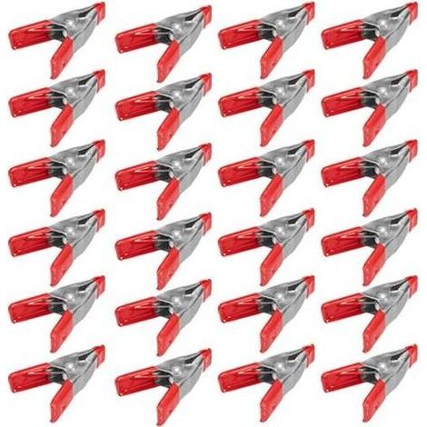 Pair Mini pinces à ressort en métal de 2\" avec embouts en caoutchouc rouge (paquet de 24) (1/3)