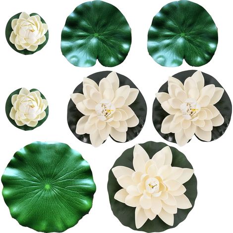 QAZQA 8 Pièces Nénuphar Flottant, Plantes de Bassin Lotus, Feuille de Lotus, pour Une Utilisation dans Les Piscines, Les Aquariums, Les Scènes de Ruisseau (1/5)