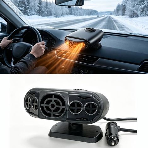 12-V-Autoheizung, tragbarer Windschutzscheibenentfroster, Windschutzscheiben-Entfeuchter, zwei einstellbare Geschwindigkeiten (1/4)