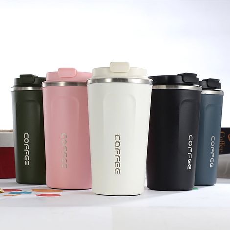 Tasse Thermos En Acier Inoxydable - 380 ml - Isolation Sous Vide Double Paroi - Étanche - Pour Voiture Bureau Voyage - Blanc (1/5)