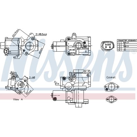 Vanne EGR Nissens 98199 AUDI 059131501C 059131501D 059131501H 059131503H