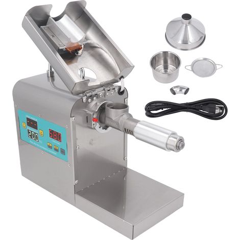 Presse à huile automatique, extracteur d'huile en acier inoxydable électrique, presse à froid et à chaud pour cuisine domestique, prise américaine 110V (1/5)