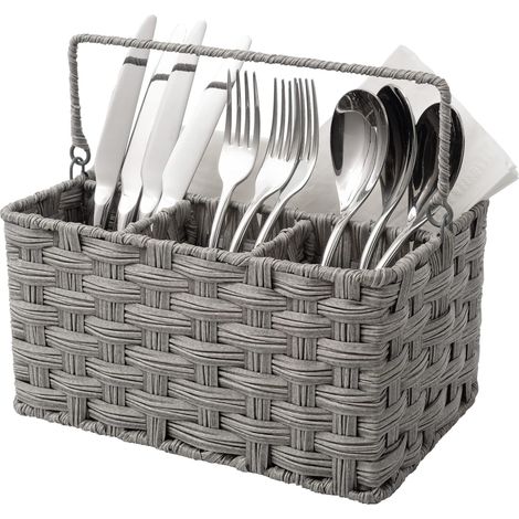 Égouttoir à couverts, panier à couverts en osier avec poignées, porte-cuillères de fête, panier pour table de cuisine, armoire (1/5)
