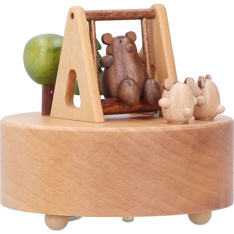 Spieluhr aus Holz mit Teddybär-Motiv, originelles Geburtstagsgeschenk (1/5)