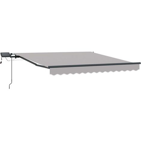 Store banne rétractable gris clair, 300 x 250 cm, en tissu et alliage d'aluminium. (1/5)
