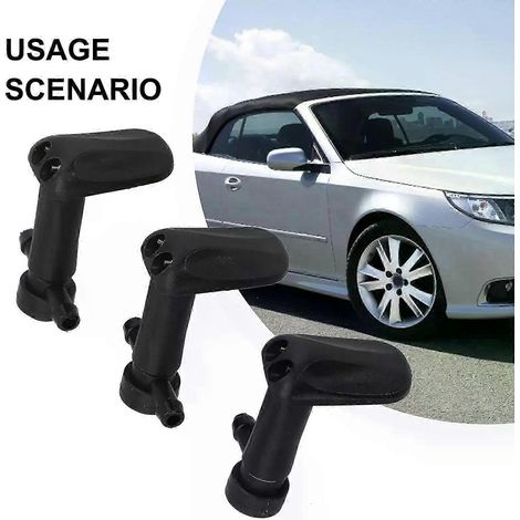 Ensemble de 3 gicleurs de lave-glace compatibles avec Saab 9-3 9-3X 2003-11 (12778850 12778849) (1/5)