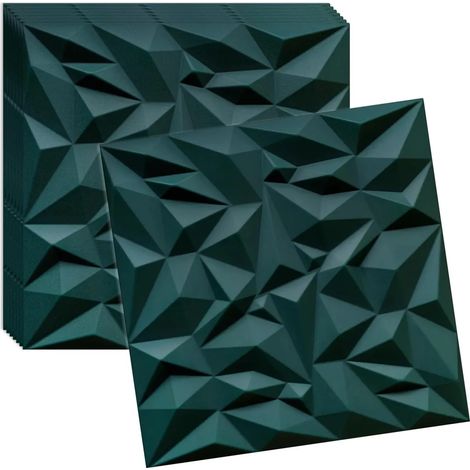 Panneaux muraux et plafond 3D vert VERDICO 50x50 cm – polystyrène décoratif, lot 8 pièces (2 m²)