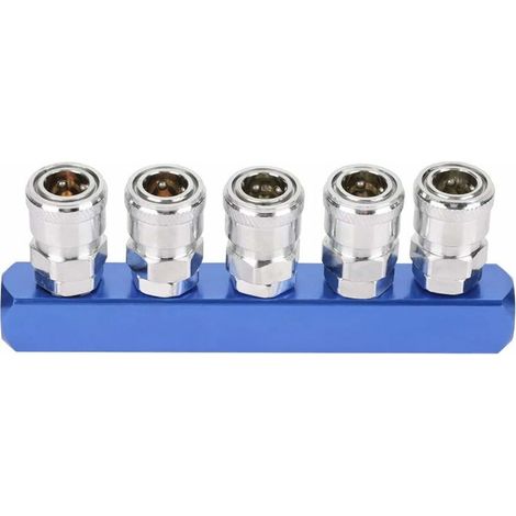 12mm Pneumatic Quick Coupler Connector Female Thread 2/3/4/5 Way Mount for Pneumatic and Air Hose Connections (5 Way)
