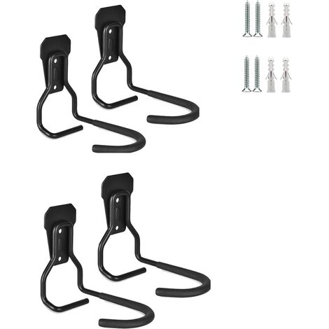 Lot de 4 Crochets Vélo, Supports de Cintre de Vélo en Fer Support Mural de Rangement pour Vélos Robuste en Forme de L,pour Maison Garage (1/5)