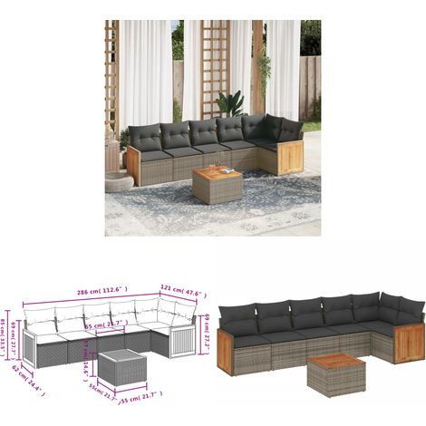 Salon de jardin avec coussins 7 pcs gris résine tressée - Ensemble Salon De Jardin - Meuble Extérieur - Jardin Design - Mobilier De Jardin - Set Salon De Jardin - Home & Living (1/3)