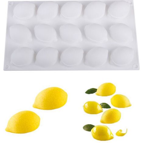 Weiße Silikon-Mousseform für 15 Zitronen, ideal für Gebäck, Kuchen, selbstgemachte Seifen und Fondant (1 Form pro Beutel). (1/4)