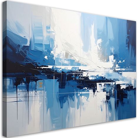 Tabelau sur Toile, Abstraction moderne texturée bleue,30x20 (1/4)