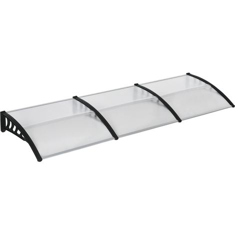 Pensilina Tettoia 303x96x27 cm in Policarbonato Alluminio e PP Nera e Trasparente (1/5)
