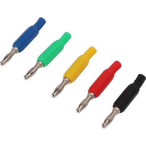 Packung mit 10 Bananensteckern (4 mm / 0,2 Zoll) aus Messing und PE mit spiralisoliertem Gehäuse für Sicherheitszubehör. (1/5)