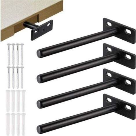 Support d’étagère flottante invisible en métal – 4 pièces, charge élevée, pour planches bois ép. 10 mm (1/5)
