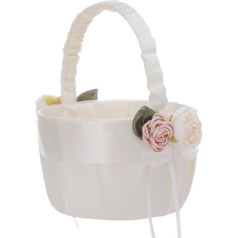 Wedding Flower Basket Ivory Color Wedding Flower Girl Basket for Special Events Home Decor (1/2)