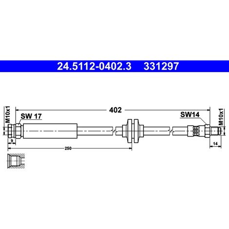 Flexible de frein ATE 24.5112-0402.3 ALFA ROMEO 13352127 4806 J9 5 62 239