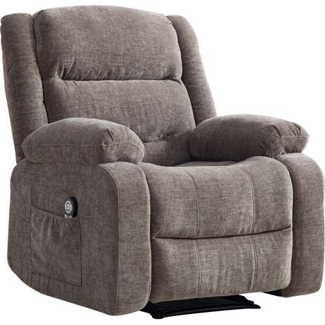 Fauteuil relax électrique multifonction avec fonction massage et chauffage électriques, dossier et repose-pieds réglables manuellement, poches de rangement latérales, gris (1/5)