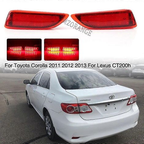 1 paire de réflecteurs de pare-chocs arrière à LED pour Toyota Corolla 2011-2013 et Lexus CT200h (feux arrière, stop, antibrouillard) - Rouge