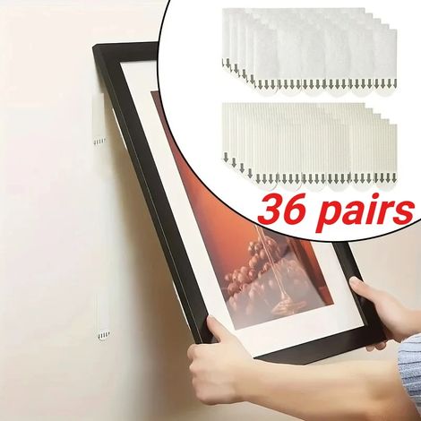 (72 pièces - 36 paires) Bande adhésive résistante non perforée pour accrocher des tableaux - Accessoires de fixation murale faciles à utiliser et sans traces - Crochets muraux (1/5)