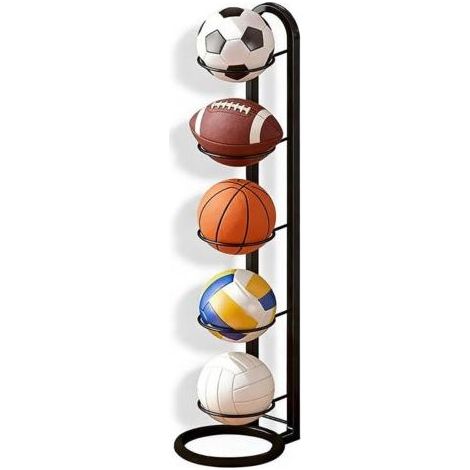 Support De Balles - 5 Niveaux - En Fonte Et Tubes Épaissis - Pour Basketball Football Volleyball - Hauteur 115,5 Cm - 1 Pièce (1/5)